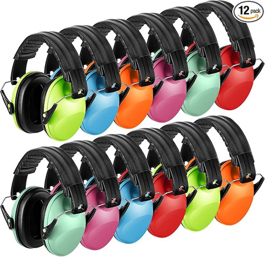 Amylove 12 Pcs Kids Ear Protection Noise Cancelling Headphones Ear Muffs Bulk 27db Adult Noise Reduction Hearing Earmuff(Universal Fit (kids & Adults),Cute Style)