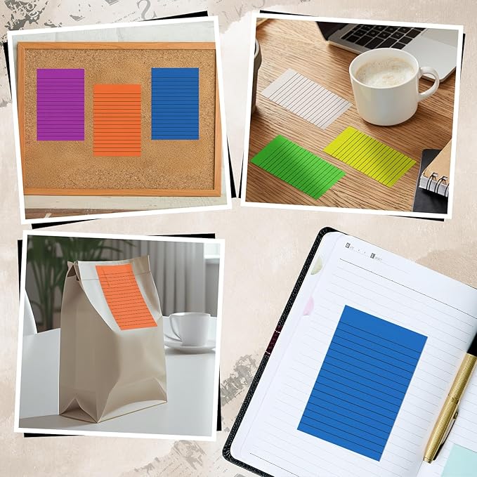 Yinder 6 Pack 180 Sheets Pastel Transparent Sticky Notes Translucent Clear Lined Self-Stick Note, Back to School Gifts for Bible Tabs, Book Tabs, School Supplies, Office, 4 x 6'' (Bright Color)