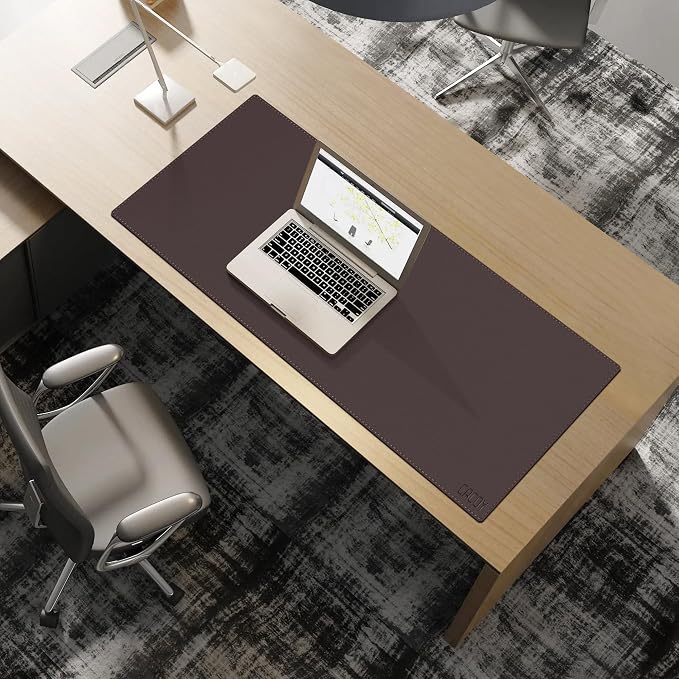 Cacoy 40" x 16" PU Leather Desk Pad Blotters, XXL Large Computer Mouse Pad for Office and Home Work, Waterproof Desk Mat Protector Gaming Keyboard Mousepad (Dark Brown)