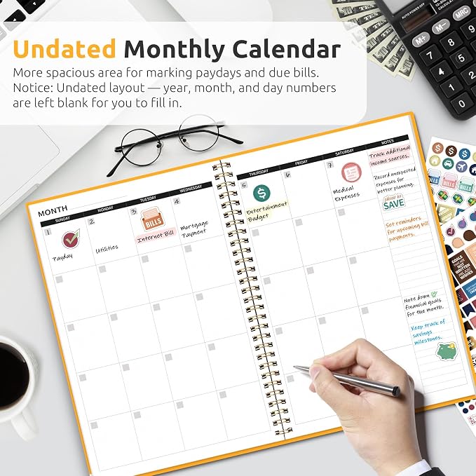 Budget Planner - Monthly Budget Book with Expense Tracker Notebook, Undated Bill Organizer & Finance Planner to Take Control of Your Money, Account Book to Manage Your Finances-Yellow