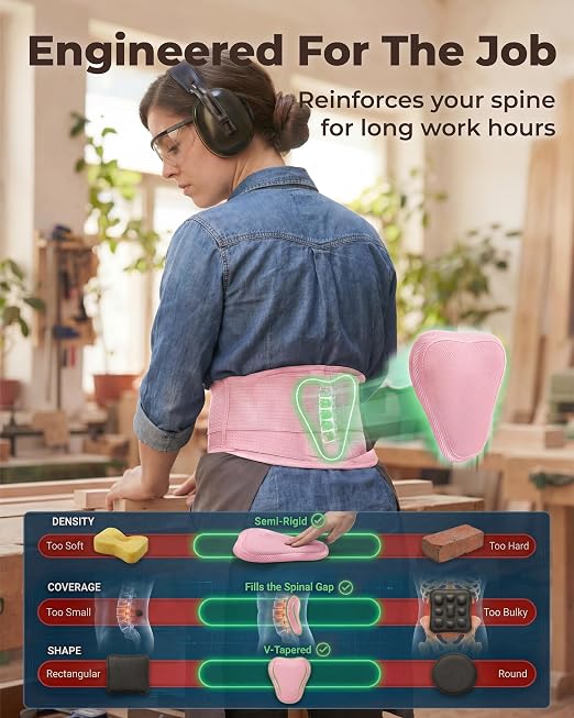 Sparthos Back Brace for Women & Men, Sciatica, Lower Back Pain - Pink-MD