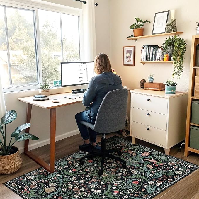 Office Chair Mat for Hardwood Floor & Tile Floor,48"X 60" Heavy Duty Desk Chair Mat for Hard Floors, Under Desk Rug for Rolling Computer Chair,Anti Slip,Low Pile Carpet Floor Protector-Green Grass