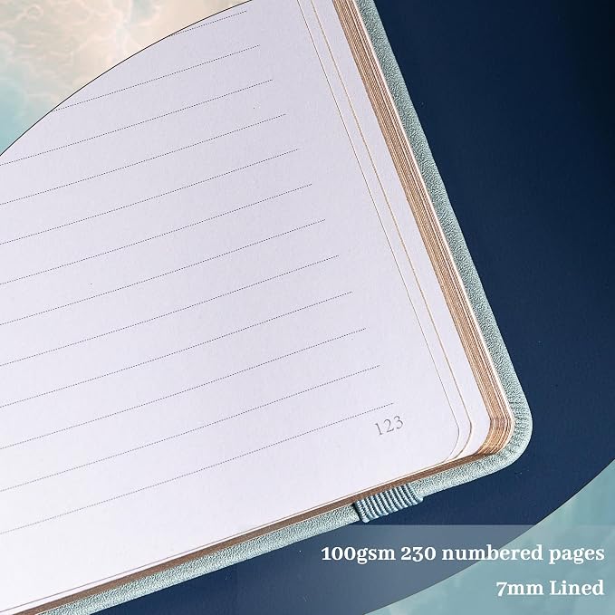 TIEFOSSI B5 Lined Journal, College Ruled Notebook for Women Men, Hardcover Notebooks for Writing Journaling, 100 GSM Thick Paper, 230 Numbered Pages with Golden Edges