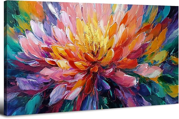 AIYISU Abstract Lotus Wall Art Zen Wall Decor Large Colorful Lotus Flower Pictures for Bedroom Yoga Spa Room Abstract Blossom Floral Canvas Prints Meditation Artwork Living Room Home Decoration 30x60
