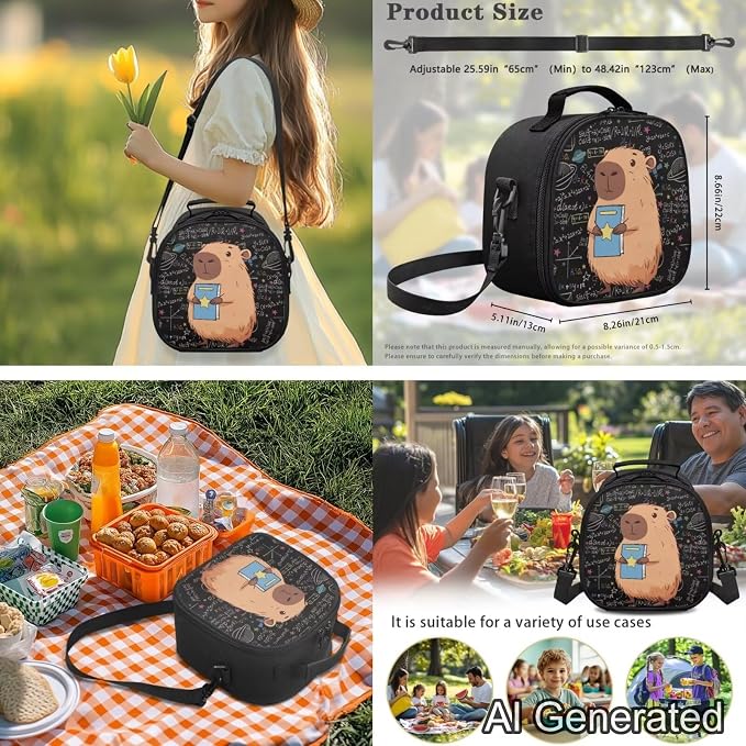 Ystardream Cute Capybara Backpack and Lunch Bag Set for Girls Elementary School Backpack Set 17 Inch for Kids Large & Lightweight Middle Primary Bookbags Suitable for Campling and School Use