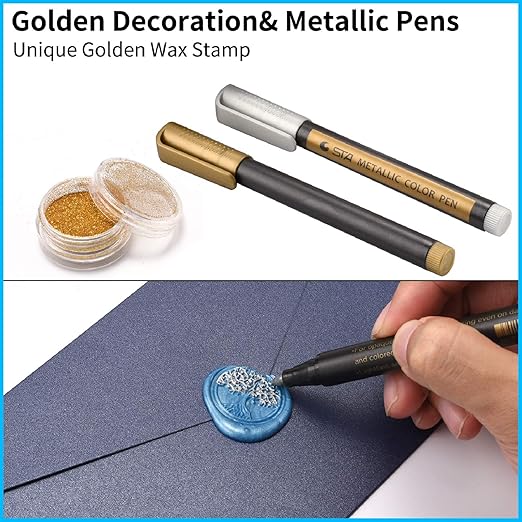 Wax Seal Stamp Kit - 24 Colors, 624 Pcs Stamp Beads, Sealing Wax Warmer, Metallic Pen & Envelope, Gift & Decoration Set
