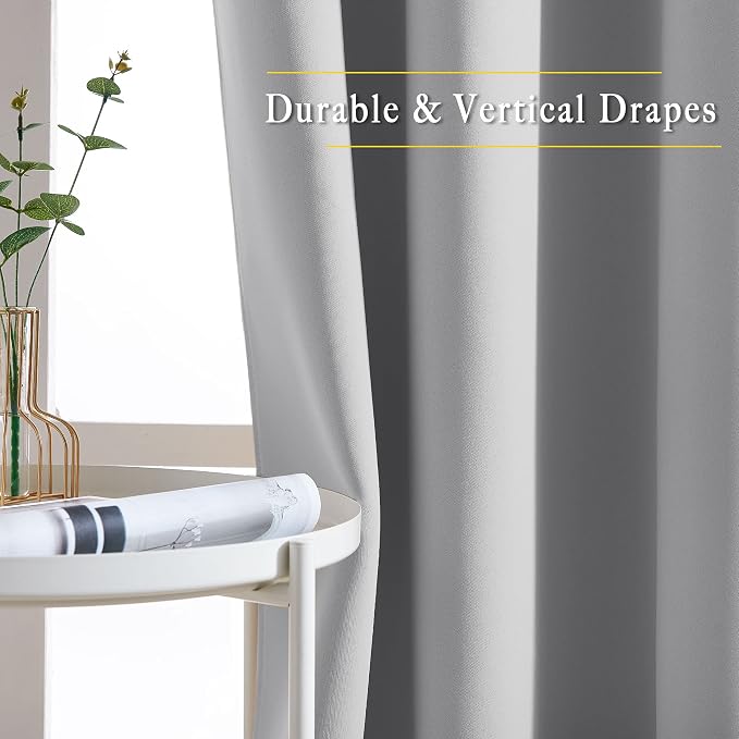NICETOWN Blackout Curtain for Sliding Glass Door - Patio Door Curtains, Thermal Insulated Wide Drapes/Draperies for Bedroom/Living Room, Silver Grey, 1 Panel, 100 by 84-Inch