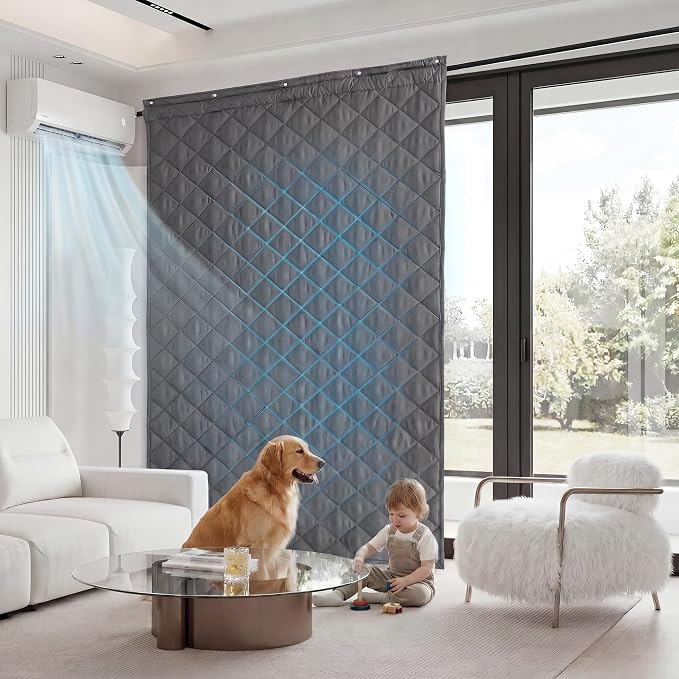 RYB HOME Summer Heat Blocking Thick Quilted Insulated Curtains, Thermal Insulated Curtains Room Divider for Energy Saving Window Treatment for Bedroom Living Room, W36 x L86, Grey, 1 Panel
