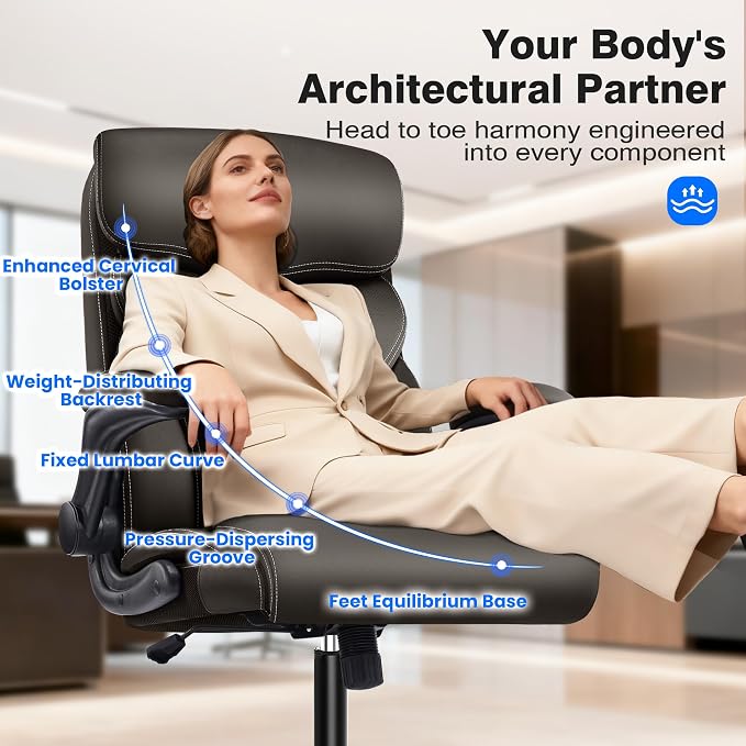 AreShark Leather Office Chair - Executive High Back Ergonomic Desk Chairs | Breathable Computer Chair with Lumbar Support & Rock Function, Rolling Swivel Seat for Working, Studying, Gaming & Relaxing