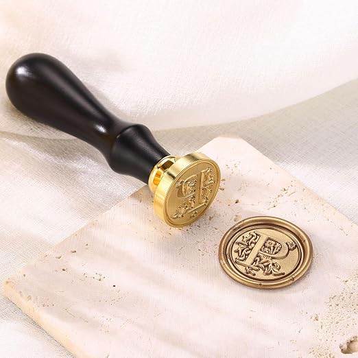 Yoption Traditional Initial Alphabet Wax Seal Stamp with 120 Antique Gold Wax Seal Beads Kit for Wedding Engagement Party Invitation Envelope Christmas Gift Wrap - Letter P