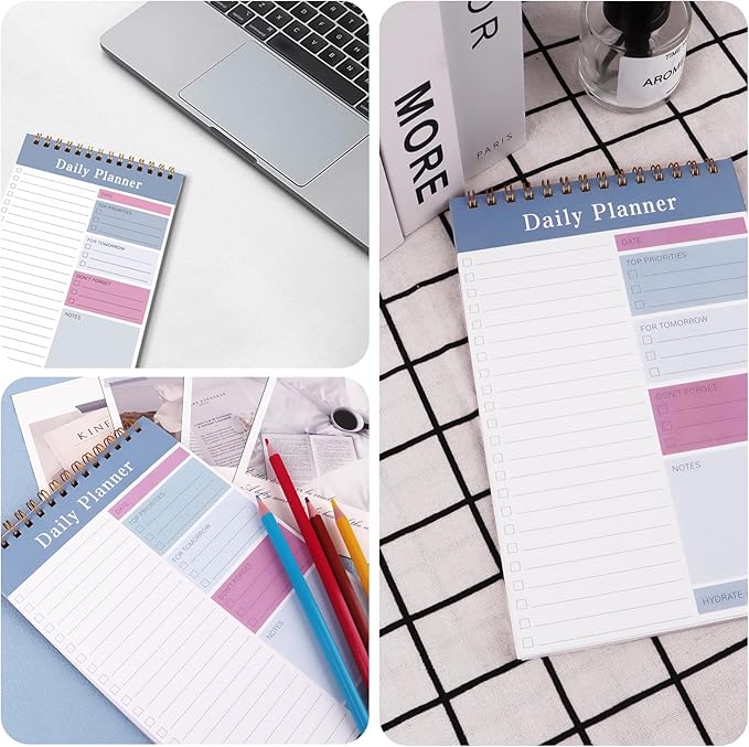 Newkita 30 Sheets Undated Daily Planner Memo Pad, 5.1x7.8 Inch To Do List Notebook, Multiple Functional Checklist Notepads for Office, School and Home (Blue)
