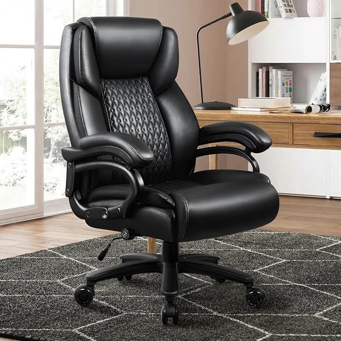 VITESSE 600lbs Heavy Duty Office Chair for Low Back Pain Relief, Big and Tall Office Chair with Ergonomic Lumbar Support, High Back Executive Chair with Quiet Rubber Wheel