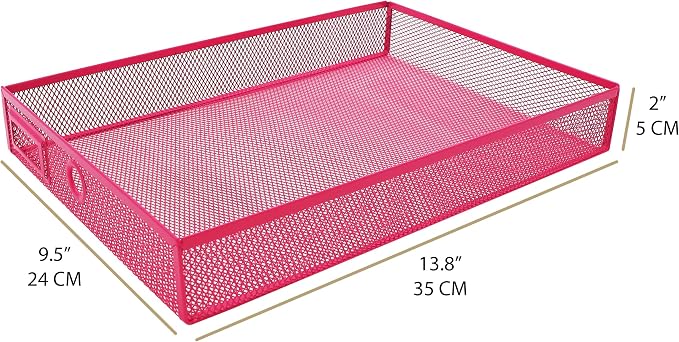 Exerz Paper Sorter 3 Drawer Wire Mesh A4 / Desk Multifunctional Desk Organiser/Multi-Layer Letter Tray - for Documents, Magazines, Notebooks and Letter (Pink)