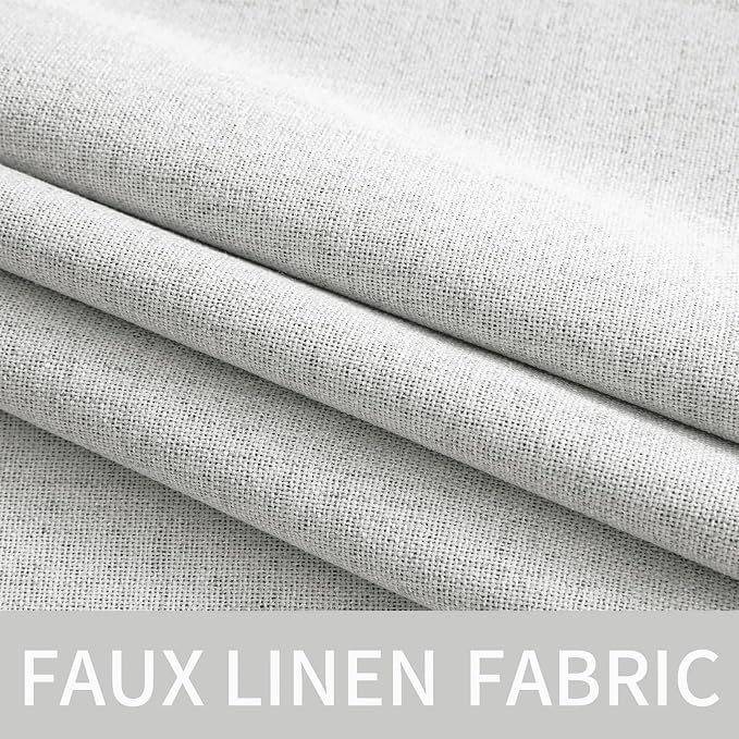 MIULEE Linen Textured Curtains for Bedroom Solid 100% Blackout Thermal Insulated Heathered White Grommet Room Darkening Curtains & Drapes Luxury Decor for Living Room 52 x 45 Inch (2 Panels)