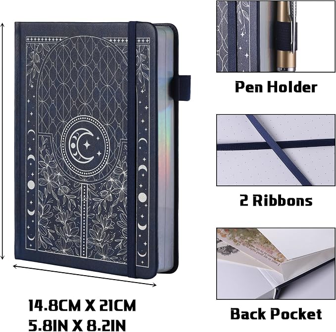 TIEFOSSI Dotted Journal Notebook, 160gsm 256 Numbered Thick Paper, A5 Hardcover Dotted Grid Diary for Women Men Work Writing, Journaling, Drawing, 5.8 x 8.3 in