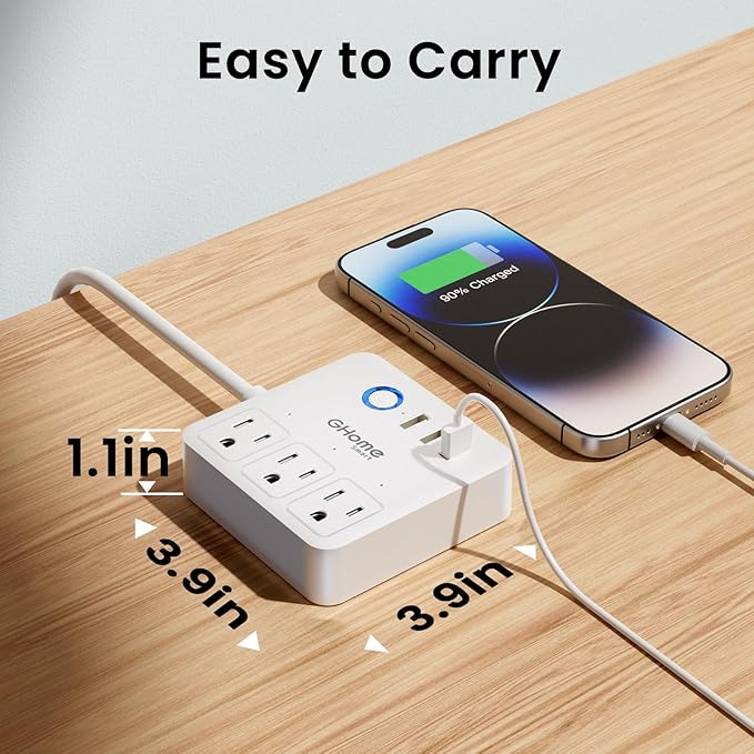 GHome Smart Plug Power Strip, WiFi Surge Protector Work with Alexa Google Home, Smart Outlets with 3 USB 3 Charging Port, Multi-Plug Extender for Home Office Cruise Travel and Christmas Light, 10A