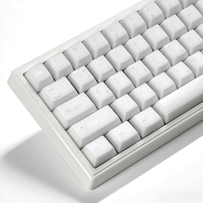 dagaladoo Keyboard keycaps Set, Double Shot PBT keycaps,Cherry Profile Custom Key caps 60 65 75 100 Percent for Cherry-mx Full Size Retro Mechanical Keyboard,White Jade