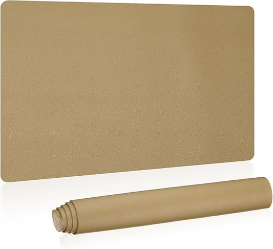 PATIKIL Desk Mat, 24'x13' Non-Slip Waterproof PU Leather Desk Pad Protects Desktop - Dual Sided Gold Tone