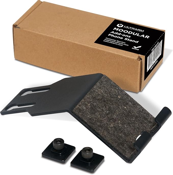 Moodular Phone Stand Add-On for Slide Rails, Do Not Use Alone | Accessory Only, Convenient Access, Hands-Free Viewing, Durable & Stable, Space-Saving, Metal, Felt-Liner, Black, MSA-PS