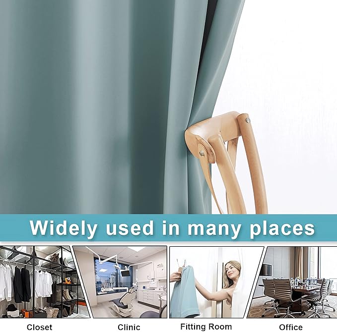 RYB HOME Privacy Room Divider Curtains for Office Bedroom Separation Sound Proof Blanket for Doorway Patio Sliding Glass Door Large Window Curtains Insulating Blackout, W 100 x L 84, Dusty Blue