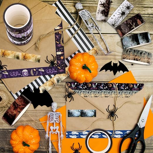 Halloween Washi Tape Set 20 Rolls Witchs Themed Decorative Tapes Holiday Washi Tape for Kids Halloween DIY Art Crafts Notebook Scrapbooking & Stamping Supplies