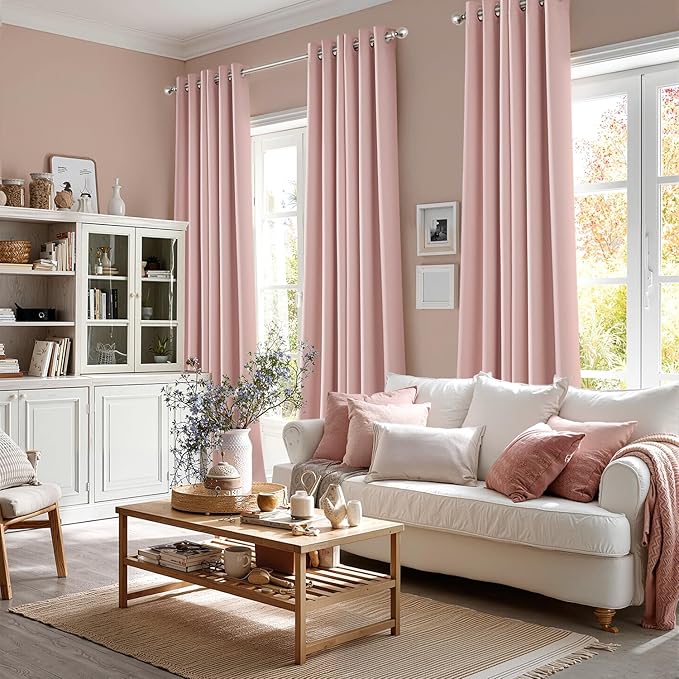 MIULEE Blackout Curtains for Bedroom Living Room 2 Panels, Thermal Insulated Room Darkening Drapes Grommet Noise Reducing Light Blocking Window Treatments 72 Inches Long 40x72 Inch Pink