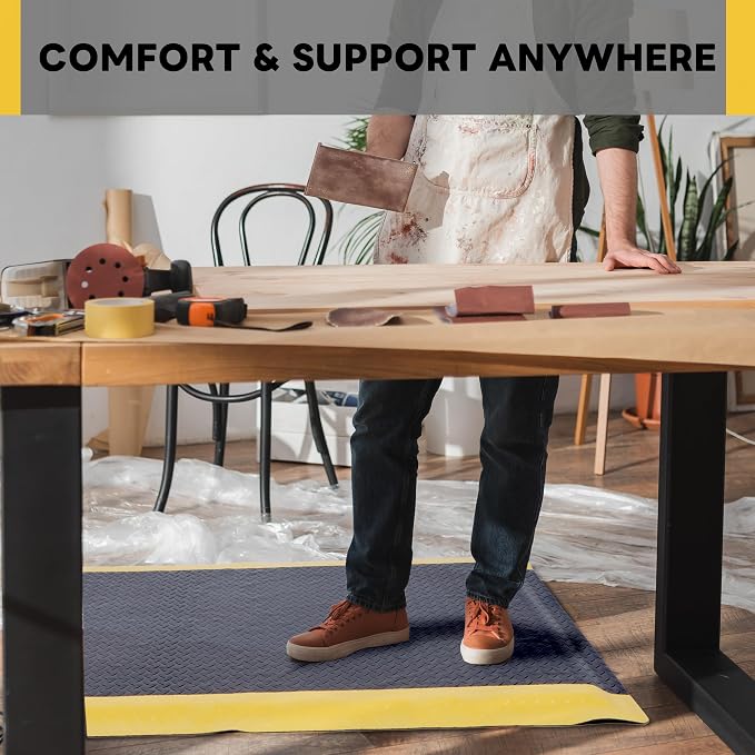 Nisorpa Anti Fatigue Mats Industrial 2' x 6' Ergonomic Standing Mat 15/16" Extra Thick Shop Floor Mats Kitchen Mats Heavy Duty Commercial Diamond Plate Support for Leg & Back Pain