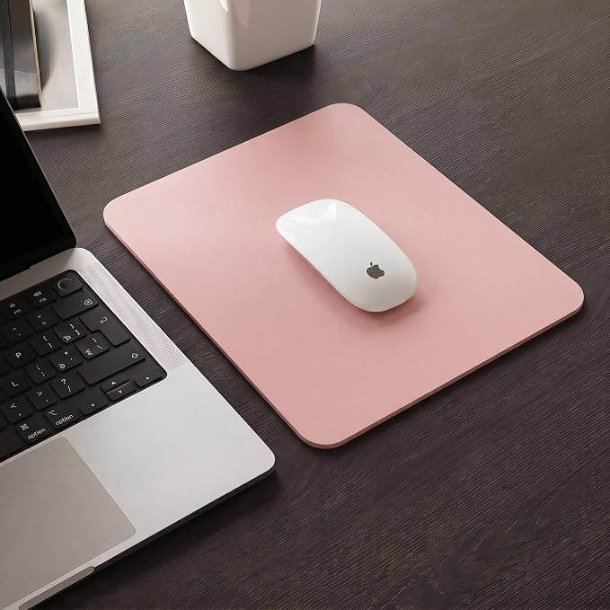 Leather Desk Pad Protector, Waterproof Mouse Pad, PU Desk Mat, Office Desk Cover, Desk Writing Mat for Office/Home/Work/Cubicle (Light Pink) 9x8 in