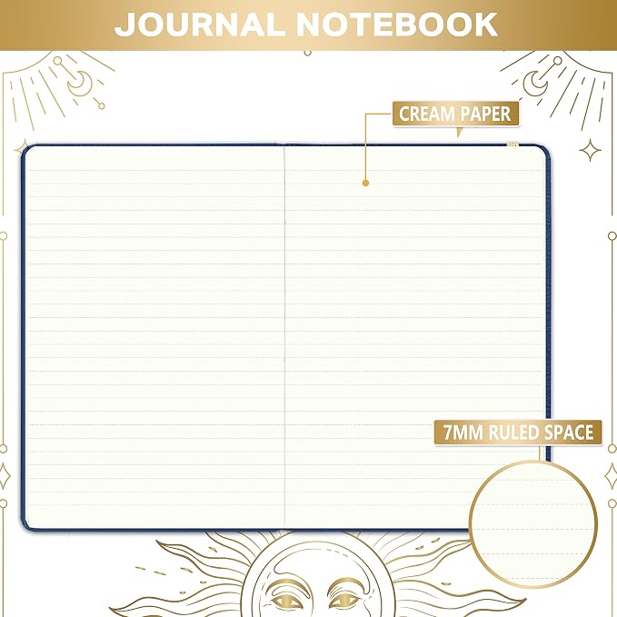 Artfan Ruled Notebook/Journal – Premium Thick Paper Faux Leather Classic Writing Notebook with Pocket + Page Dividers Gifts, Banded, Large, 144 Pages, Hard Cover, Lined (5.8''x 8.4'') - Blue