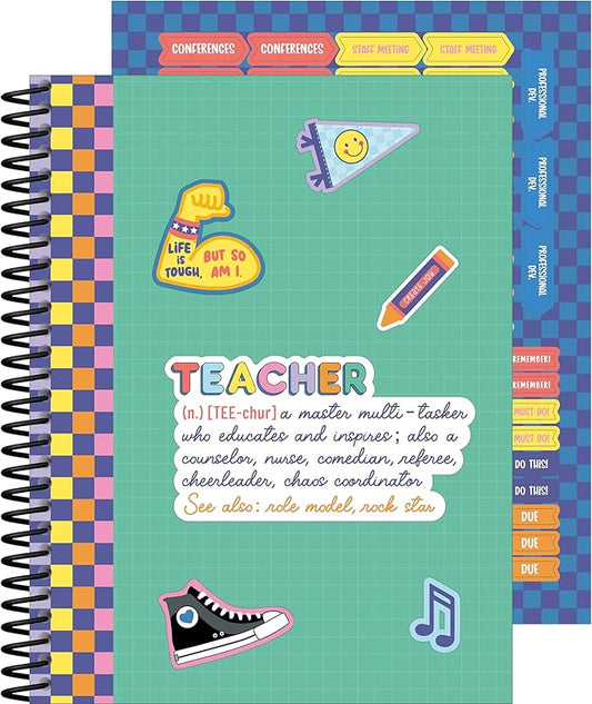 Carson Dellosa We Stick Together Teacher Planner 2026-2027, Undated 8" x 11" Lesson Plan Book with Retro Stickers, Class Schedule, Weekly Calendar, Homeschool and School Supplies, Classroom Must Haves