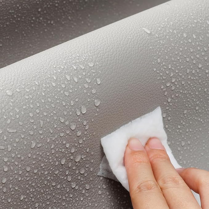 Dual Sided Desk Pad Faux Leather Desk Mat Large Mouse Pad | Desk Pad Protector Non-Slip Waterproof Desk Mouse Pad for Writing Desk, Office, Home(Light Gray Blue 35.4"X17")