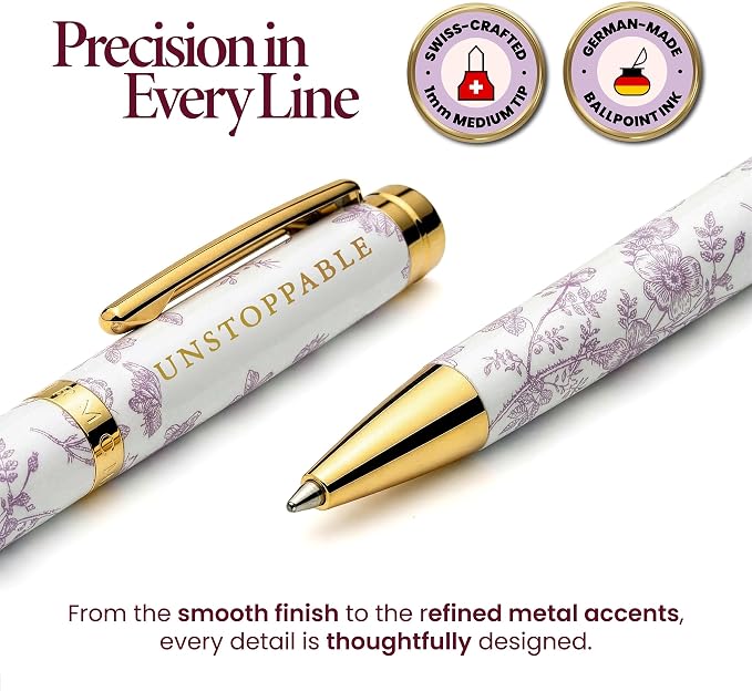 MESMOS High End Luxury Inspirational Gifts for Women, Congratulations Gifts for Women, German-Ink & 1mm Swiss-Tip Fancy Pens, Pretty Pen, Motivational Pens for Boss Lady & Managers
