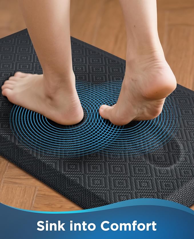 Ophanie Kitchen Mats for Floor,3/4 inch Thick,20x48 Anti Fatigue Cushioned Mat with 99+ Pairs of Anti-Slip Bottom Ridges,Kitchen Rugs,Waterproof,Comfort Ergonomic Standing Mat for Office,Home,Sink