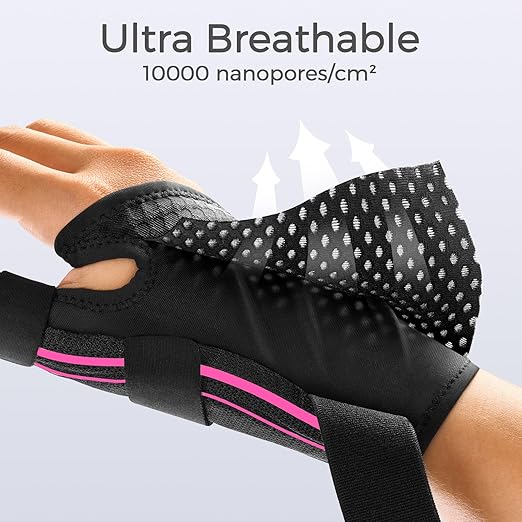 FREETOO Trigger Finger Splint for Thumb, Thumb Brace Right Hand or Left Hand for Arthritis Pain and Support, Thumb Spica Splint, Thumb Stabilizer for Tendonitis, Sprain Fits Palm 6.2''-7.5'' XS Pink
