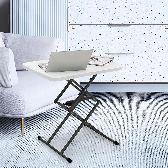 Athena Collection Folding TV Tray Table Couch Table with 5 Height Adjustable, Portable Small Folding Table Dinner Tray Laptop Table for Living Room Small Space for Eating on Bed Sofa Couch