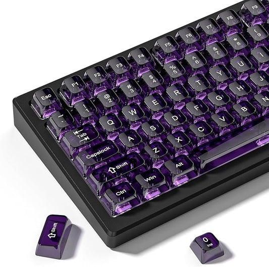 dagaladoo Clear keycaps,Transparent Keyboard keycaps,Jelly Key caps Set,Shine Through keycap，MDA Profile Keyboard caps for Mx Switches Mechanical Keyboard(Dark Purple)