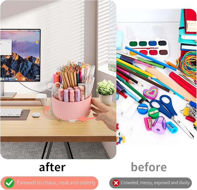 Camelmother 360°Rotating Pen&Pencil Holder For Desk With 5Slots Cute Office | Spacious Beautiful & Durable For Teachers Students Workers Easy Storage for Pens Stationery