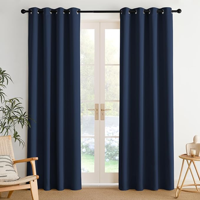 NICETOWN Room Darkening Draperies Curtains Panels, 2 Panels Navy Blue W52 x L84