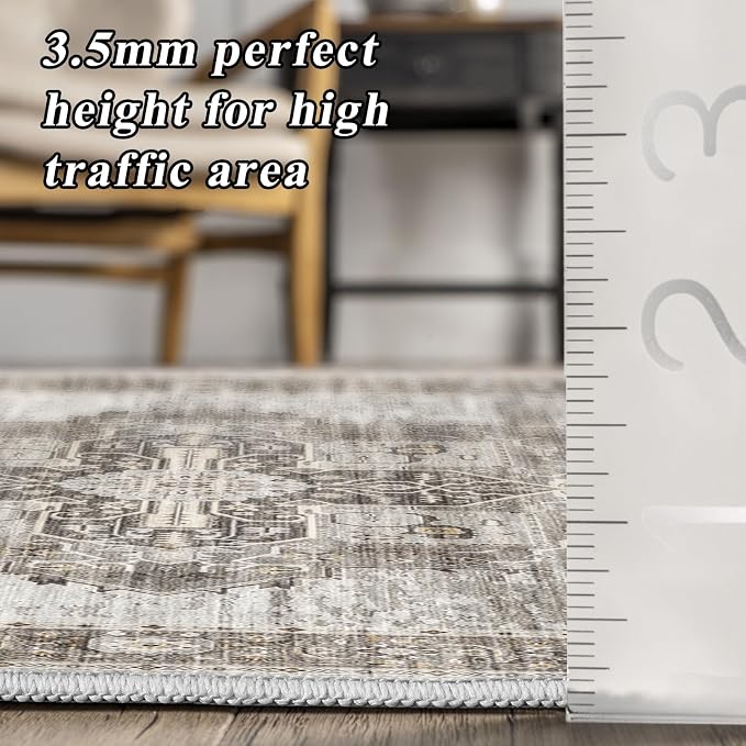 RUUGME Rug Runners 3x10 - Washable Hallway Rugs for Living Room Soft Stain Resistant Carpet for Bedroom Kitchen Bathroom with Non Slip Backing Home Decor Floor Decoration Mat 3x10 Grey