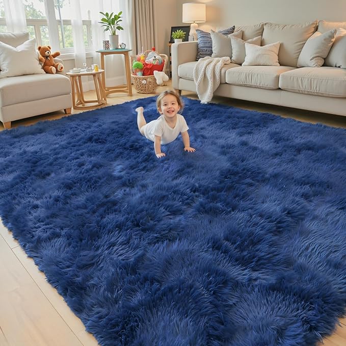 Rugs for Living Room 5x8, Alfombras para Salas Shag Large Plush Soft Area Rug, Shaggy Carpets for Bedroom,Boys Girls Home Decor Aesthetic(Royal Blue, 5 x 8)