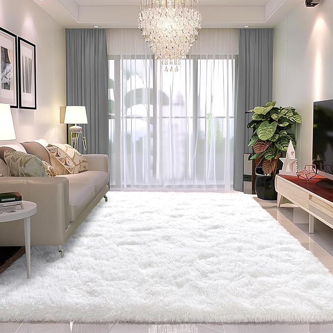 Awaytail 8x10 Carpet Fluffy Rug for Living Room - Large Nursery Thicked Fuzzy Plush Rug for Bedroom 8x10 Area Rugs White