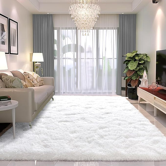 Awaytail 8x10 Carpet Fluffy Rug for Living Room - Large Nursery Thicked Fuzzy Plush Rug for Bedroom 8x10 Area Rugs White