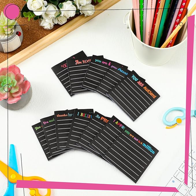 Yinder 24 Pcs Inspirational Sticky Notes Thank You Gift Motivational Sticky Note Pad Employee Appreciation Gift Bulk for Staff Coworker Teacher Nurse Office Groups 3 x 3'' (Appreciation,Black)