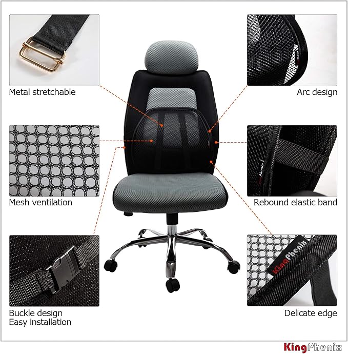 kingphenix Lumbar Support (2 Pack) with Breathable Mesh, Suit for Car, Office Chair