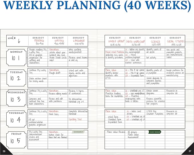 Carson Dellosa Education Modern Farmhouse Teacher Planner 2026-2027,Undated 8" x 11" Lesson Plan Book With Stickers, Class Schedule & Weekly Calendar School Supplies, Homeschool & Classroom Must Haves