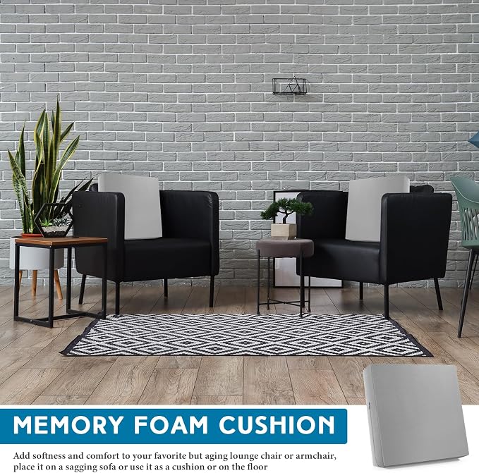 Menkxi Recliner Cushions for Elderly, Thicken Memory Foam Seat Cushion, Square Chair Cushions Non Slip Pads for Recliners, Armchairs, Relief and Comfort(Gray, 20 x 20 x 3 Inch)