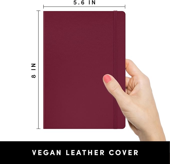 PAPERAGE Lined Journal Notebook, Hardcover Journal for Women & Men, 252 Pages, (5.6 in x 8 in), College Ruled Journaling Notebook for Work, School Supplies & Note Taking, (Burgundy)