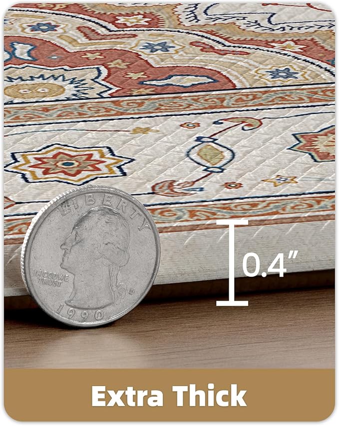 Color&Geometry Kitchen Floor Mat 24x59 Vintage Anti Fatigue, Oatmeal | 0.4in Cushion Standing Mat For Cooking/Working/Laundry, Boho Decor, Non Slip PVC Kitchen Rug, Oil/Water Proof, Anti Slip