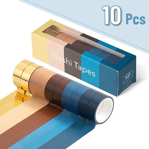 Mr. Pen- Washi Tape Set, 10 Rolls, 5 Yards/Roll, Washi Tape for Scrapbook | Arts, Crafts, Journals and Planners, Terra Nova Palette