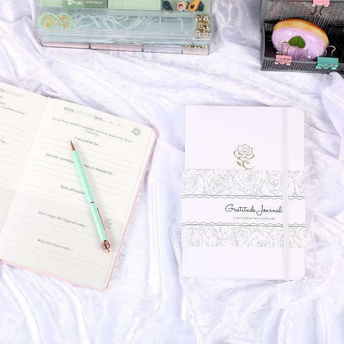 Yoment Gratitude Journal for Women Self Care Journal for More Happiness with Prompts for Mindfulness, Mental Health, Productivity & Self Care, 5 Minute Reflection for Positivity and Gratitude, White